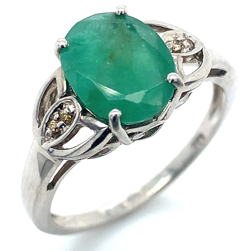 Anillo de esmeralda en plata 925.