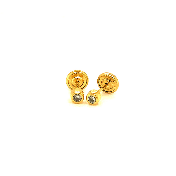 Aretes (circones) para bebés en oro amarillo 18kt.