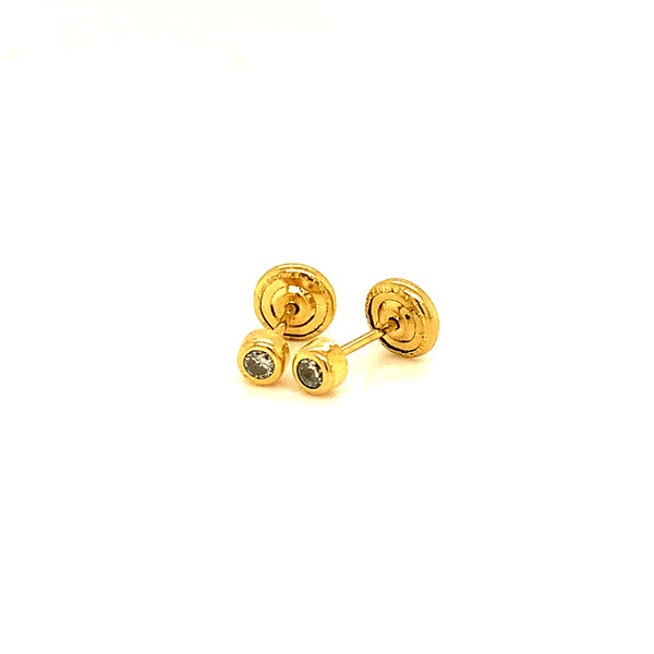 Aretes (circones) para bebés en oro amarillo 18kt.