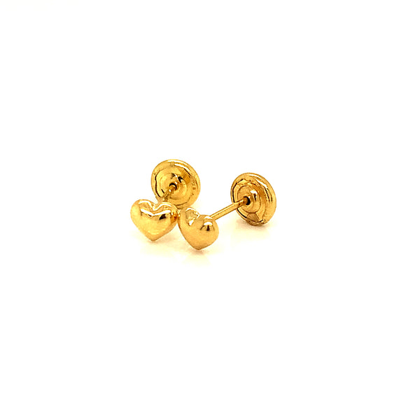 Aretes (corazón) para bebés en oro amarillo 18kt.