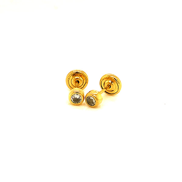 Aretes (circones) para bebés en oro amarillo 18kt.