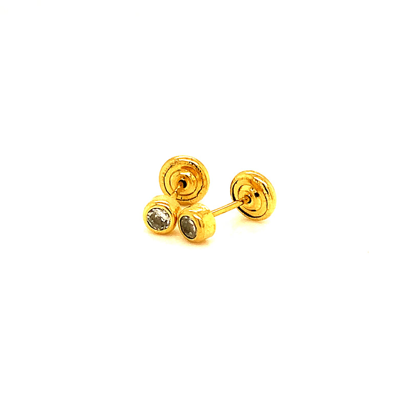 Aretes (circones) para bebés en oro amarillo 18kt.