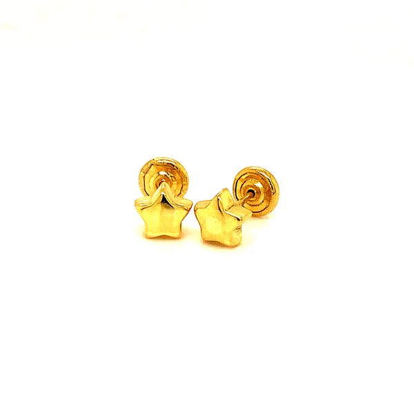 Aretes (estrella) para bebés en oro amarillo 18kt.