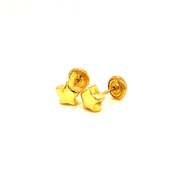 Aretes (estrella) para bebés en oro amarillo 18kt.