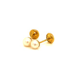 Aretes (perla) para bebés en oro amarillo 18kt.