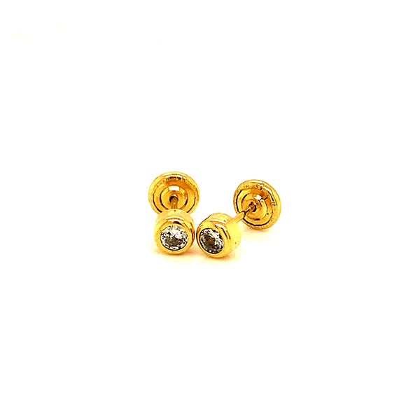 Aretes (circones) para bebés en oro amarillo 18kt.