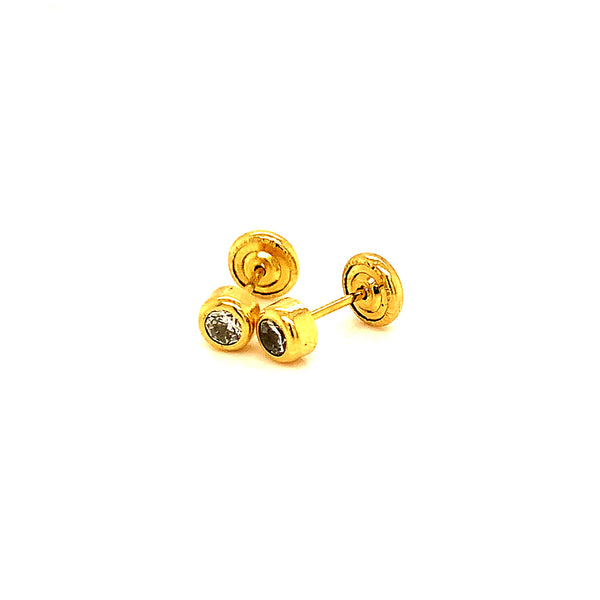 Aretes (circones) para bebés en oro amarillo 18kt.