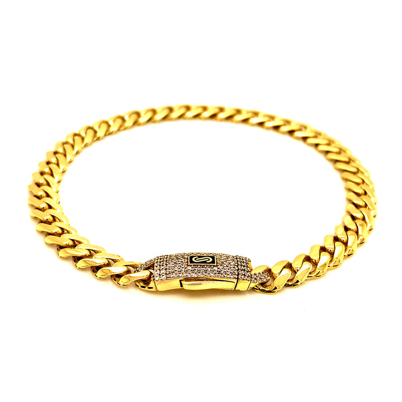Pulsera (monaco) en oro amarillo 10kt. 21cm