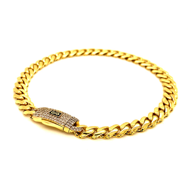 Pulsera (monaco) en oro amarillo 10kt. 21cm