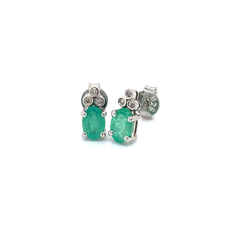 Aretes de esmeralda en plata 925.