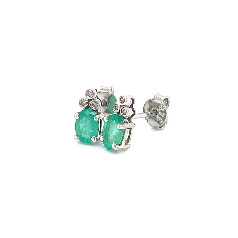 Aretes de esmeralda en plata 925.