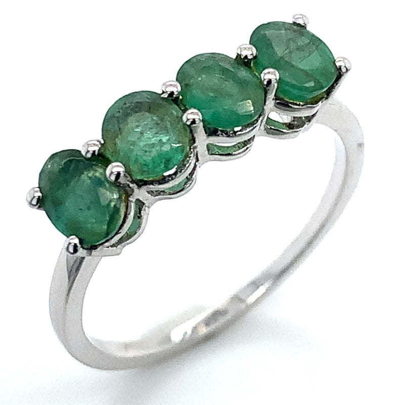 Anillo de esmeralda en plata 925.