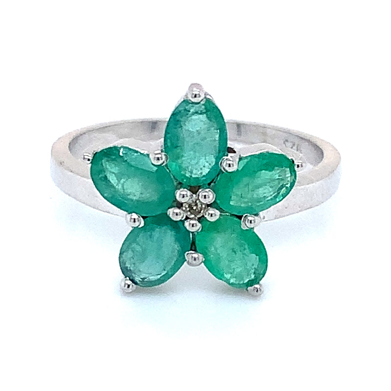 Anillo de esmeralda en plata 925.