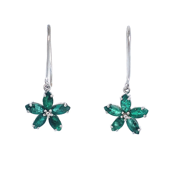 Aretes de esmeralda en plata 925.