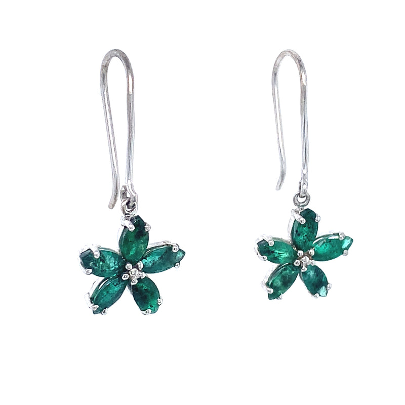 Aretes de esmeralda en plata 925.