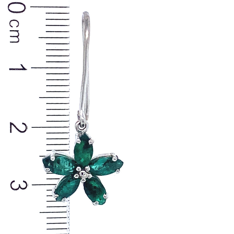 Aretes de esmeralda en plata 925.
