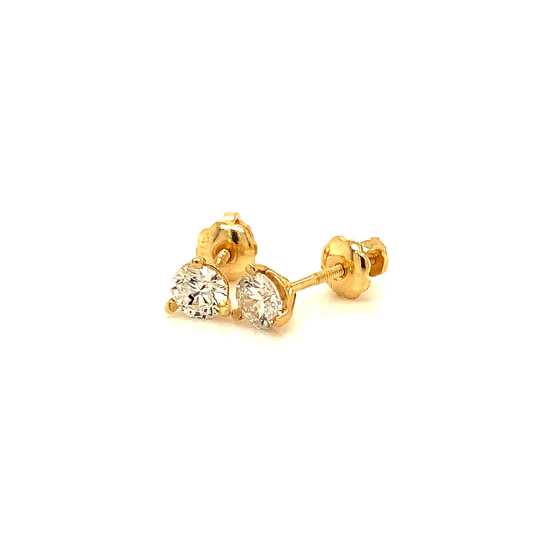 (LD) Aretes de diamantes en oro amarillo 14kt.