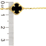 Pulsera (trébol negro onix) en oro amarillo 10kt. 18CM
