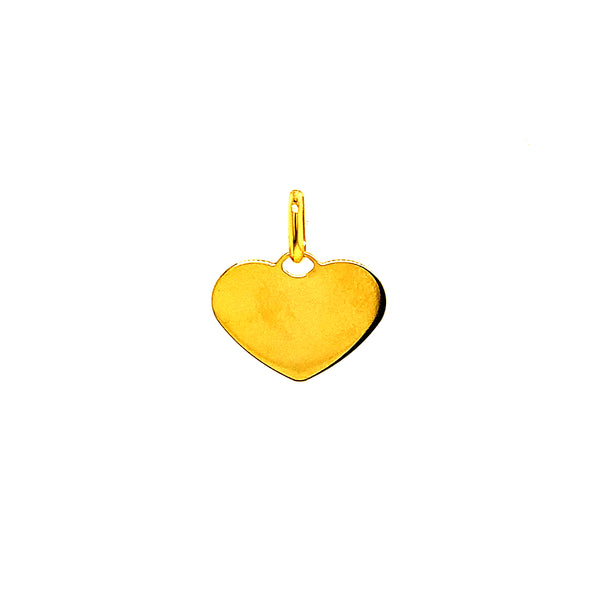 Dije (corazón grabable) en oro amarillo 10kt.