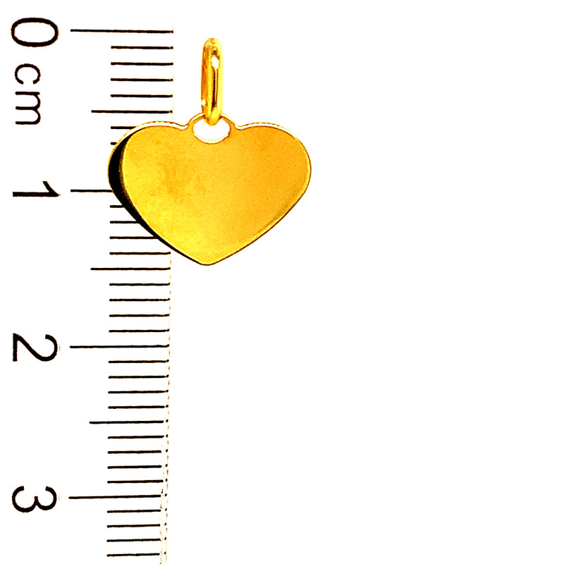 Dije (corazón grabable) en oro amarillo 10kt.