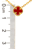 Collar (trébol rojo agata) en oro amarillo 10kt. 45/48cm