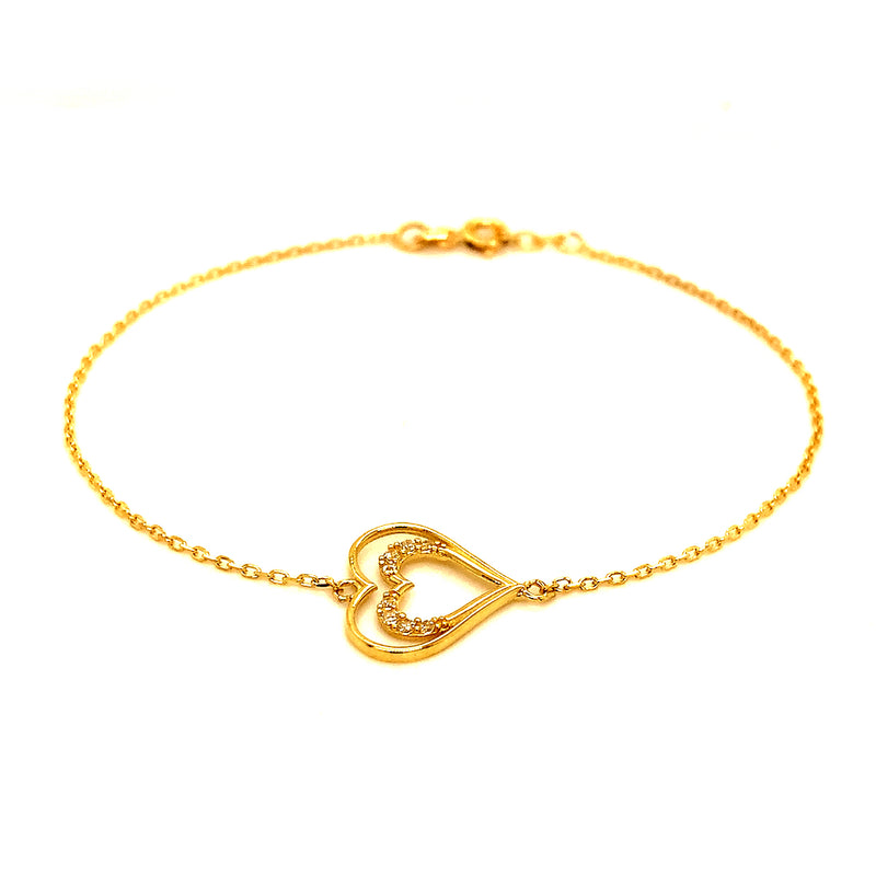 Pulsera (corazón) en oro amarillo 10kt. 18CM-19CM