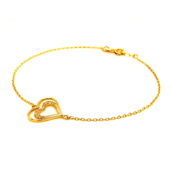 Pulsera (corazón) en oro amarillo 10kt. 18CM-19CM