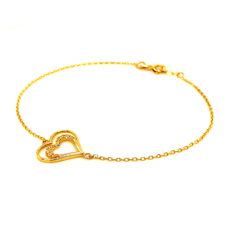 Pulsera (corazón) en oro amarillo 10kt. 18CM-19CM