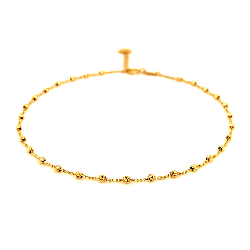 Tobillera (bolitas) en oro amarillo 10kt. 26CM