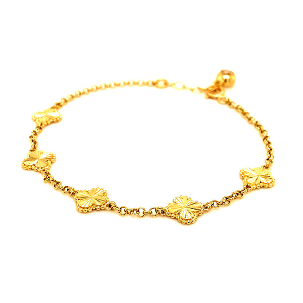 Pulsera (trébol dorado) en oro amarillo 10kt.