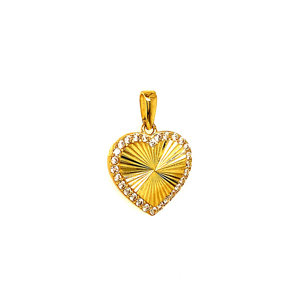 Dije (corazón) con circones en oro amarillo 10k