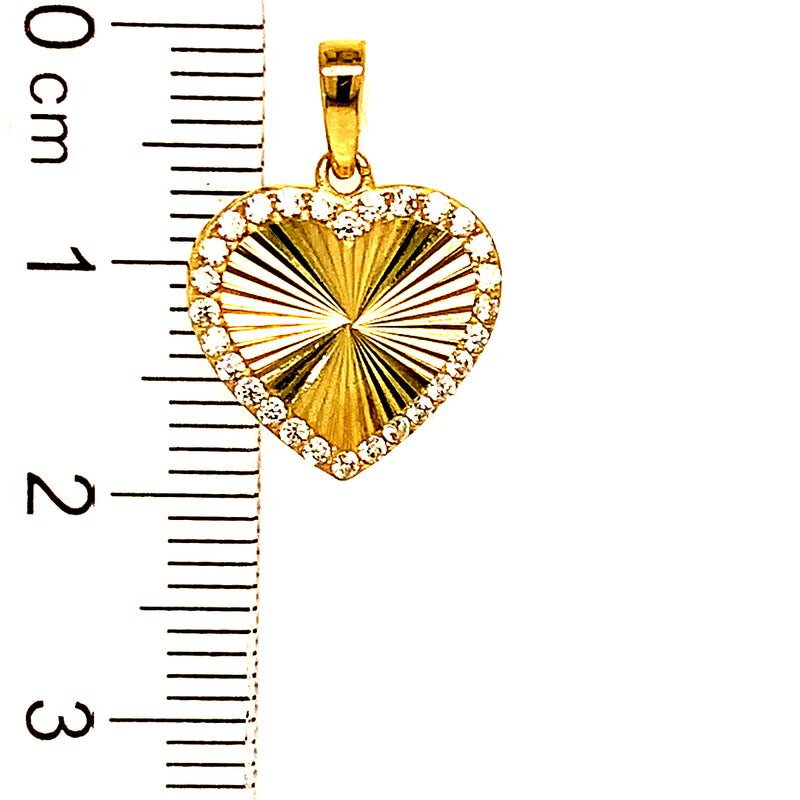 Dije (corazón) con circones en oro amarillo 10k