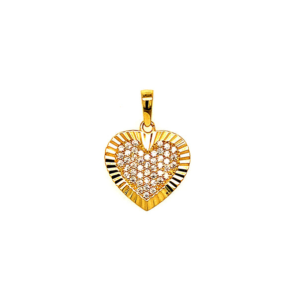 Dije (corazón) con circones en oro amarillo 10k