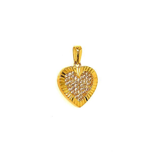 Dije (corazón) con circones en oro amarillo 10k