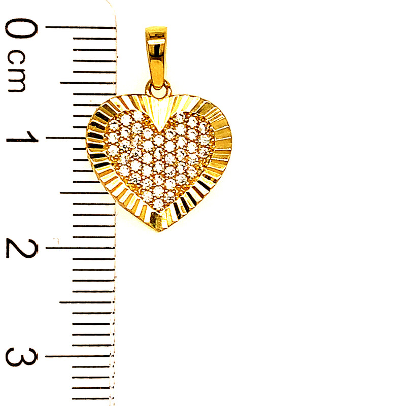 Dije (corazón) con circones en oro amarillo 10k