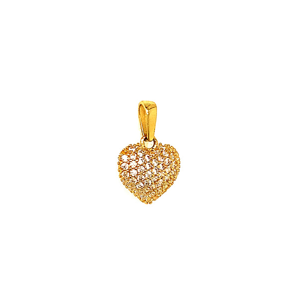 Dije (corazón) con circones en oro amarillo 10k