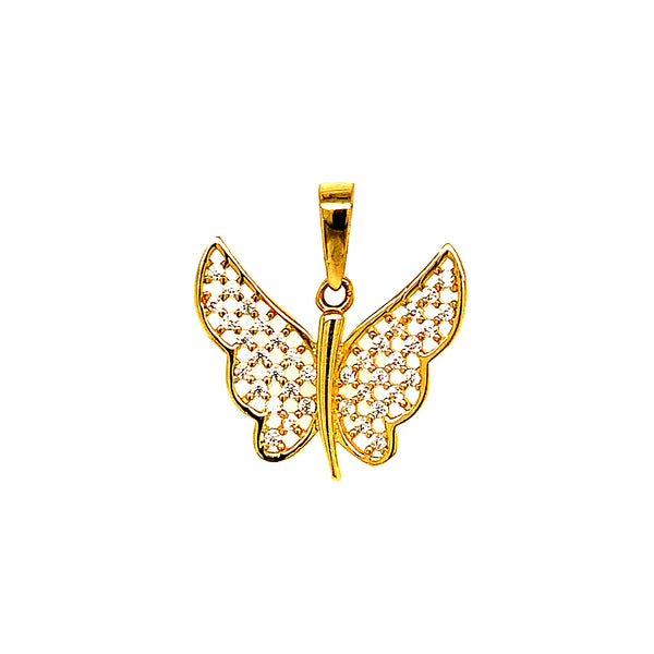Dije (mariposa) con circones en oro amarillo 10k
