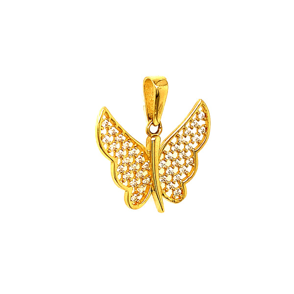 Dije (mariposa) con circones en oro amarillo 10k