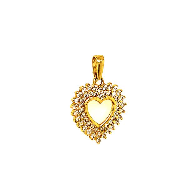 Dije (corazón) con circones en oro amarillo 10k