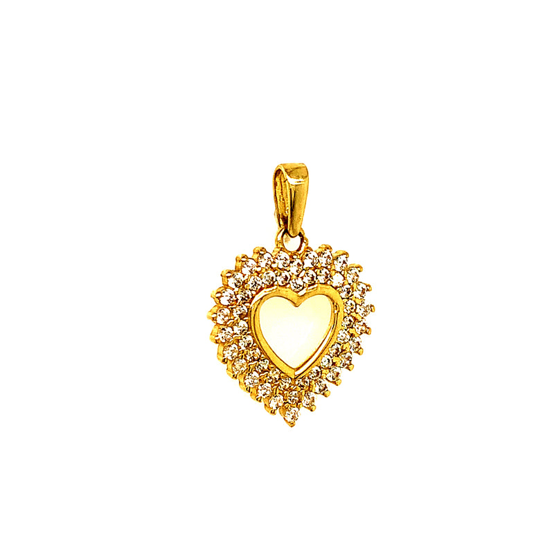 Dije (corazón) con circones en oro amarillo 10k