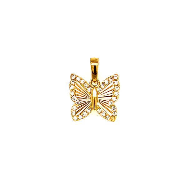 Dije (mariposa) con circones en oro amarillo 10k