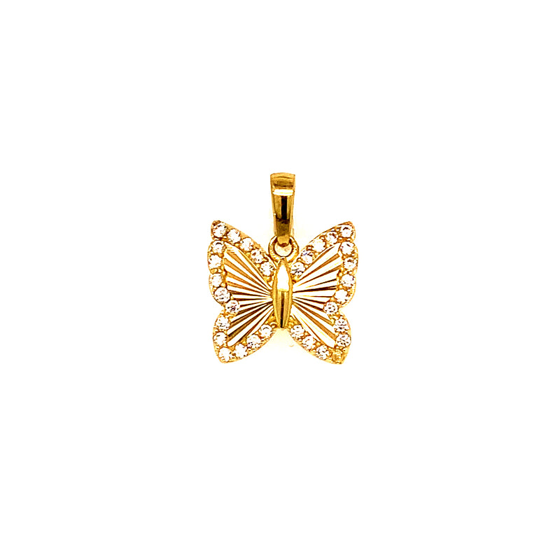 Dije (mariposa) con circones en oro amarillo 10k