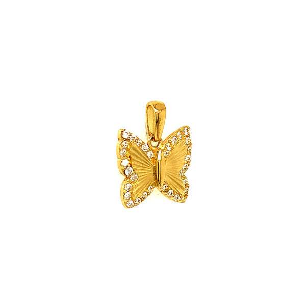 Dije (mariposa) con circones en oro amarillo 10k
