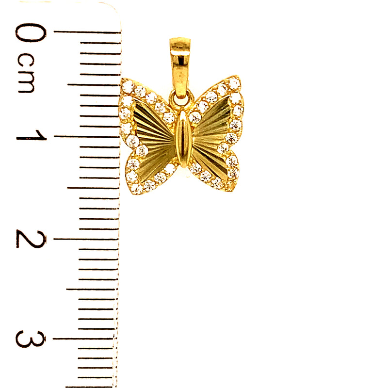 Dije (mariposa) con circones en oro amarillo 10k