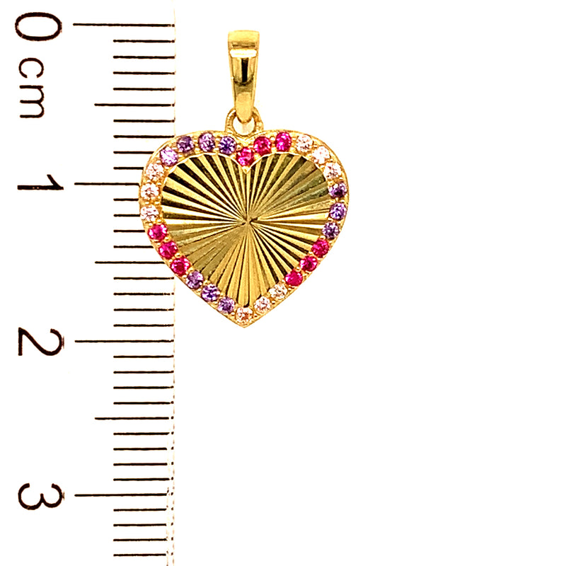 Dije (corazón) con circones en oro amarillo 10k