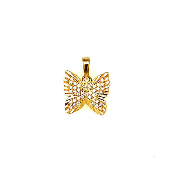 Dije (mariposa) con circones en oro amarillo 10k