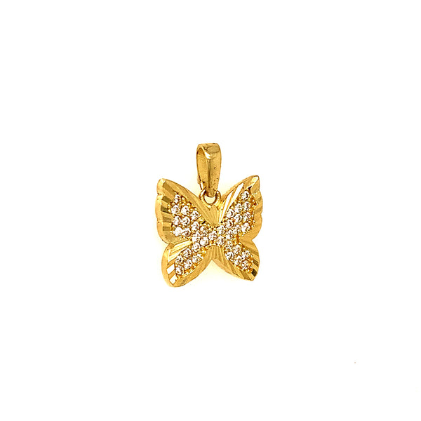 Dije (mariposa) con circones en oro amarillo 10k