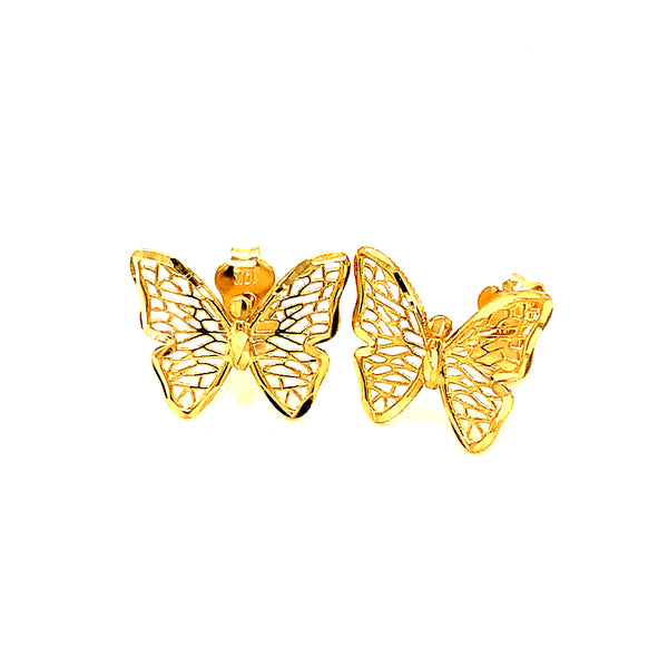 Aretes (mariposa) en oro amarillo 10kt