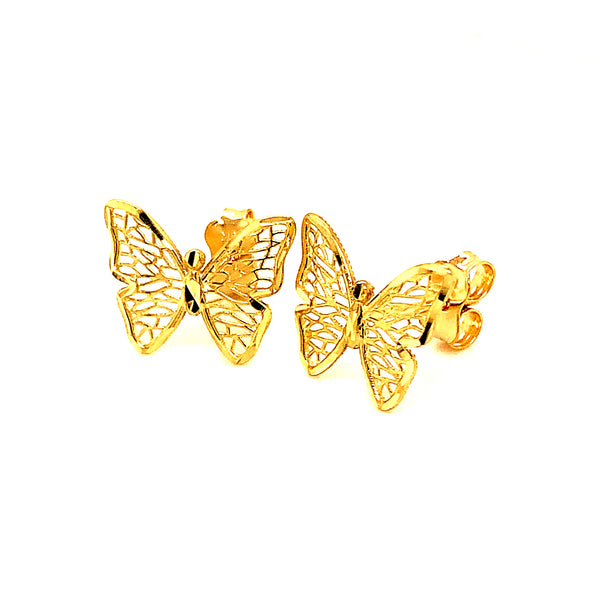 Aretes (mariposa) en oro amarillo 10kt