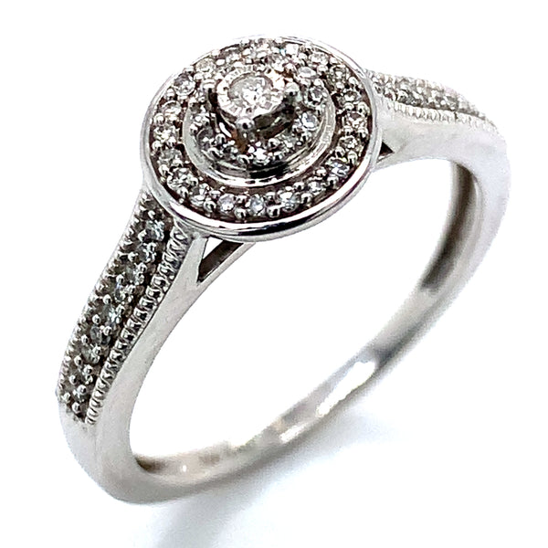 (SOFIA) Anillo con diamantes en oro blanco 10k